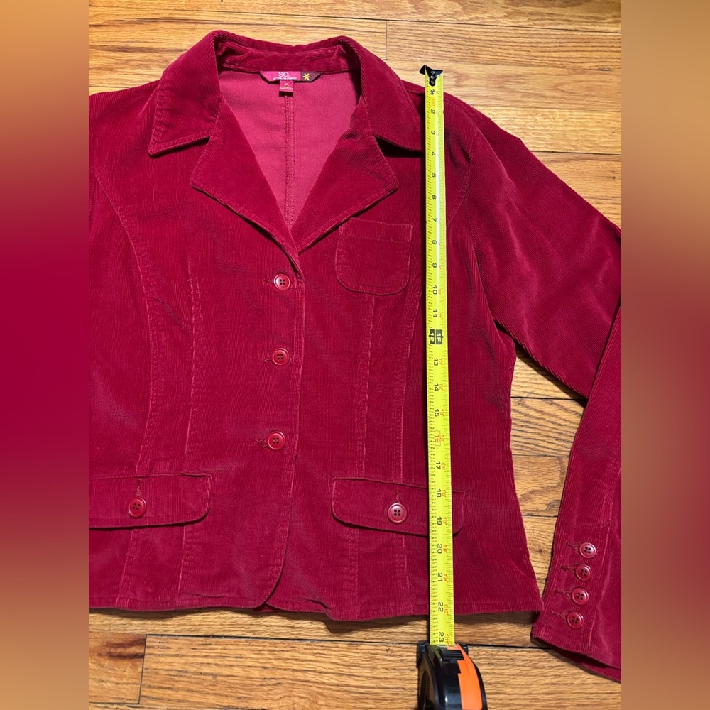 SO Raspberry Corduroy Button-Front Blazer - Picture 5 of 12